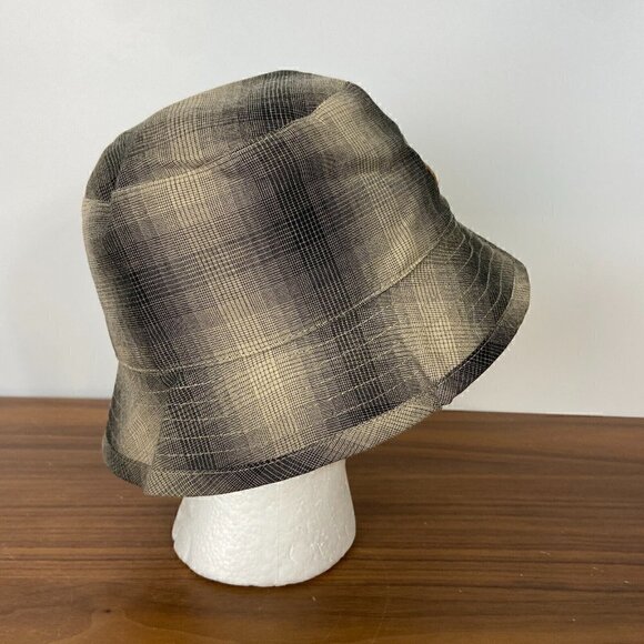 Kangol Men's NWT Check Spey Reversible Tan Bucket Hat Sz Small - Picture 2 of 8